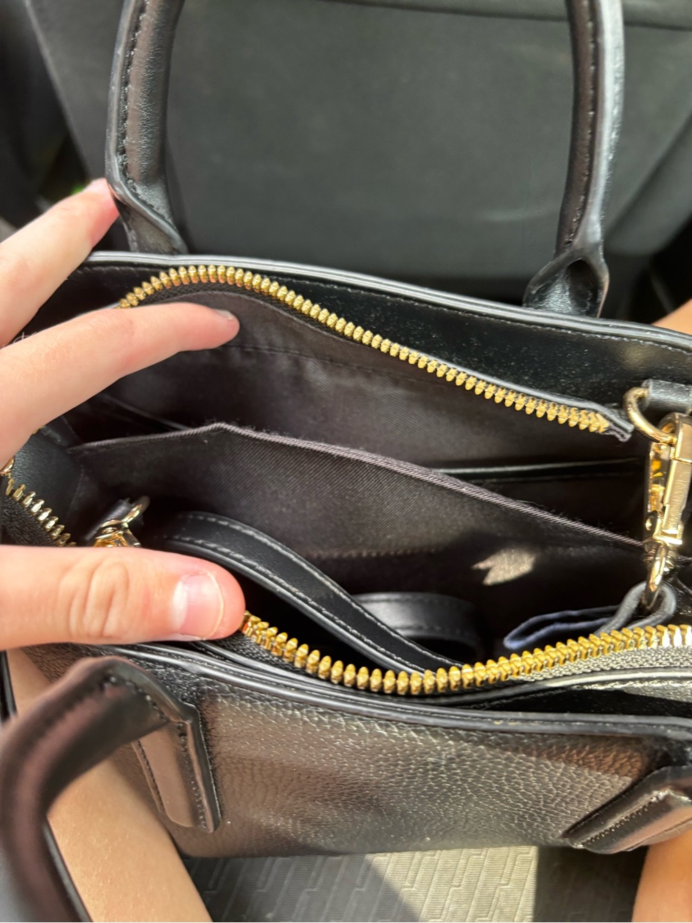Nine West Black Pebbled Leather Mini Satchel with Gold Accent🖤 - Picture 4 of 5
